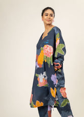A Model Wearing Multicolor Upcycled Cotton Helen Prined Set, curated by Only Ethikal